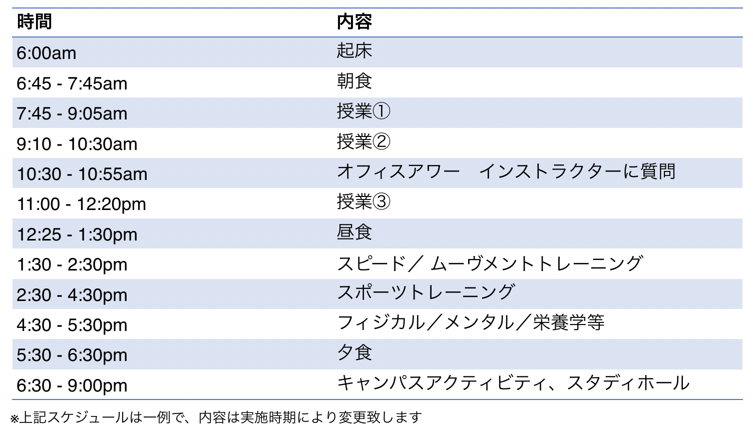 スケジュール例